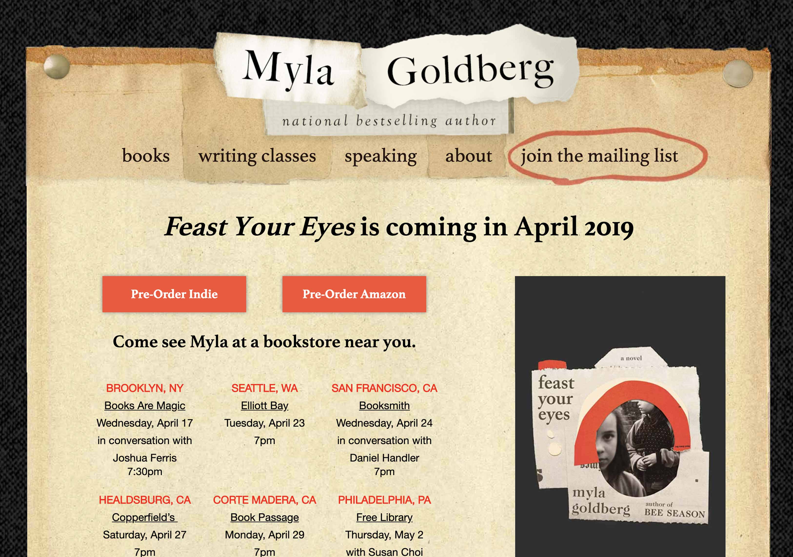 Myla Goldberg 2.0 Web Site