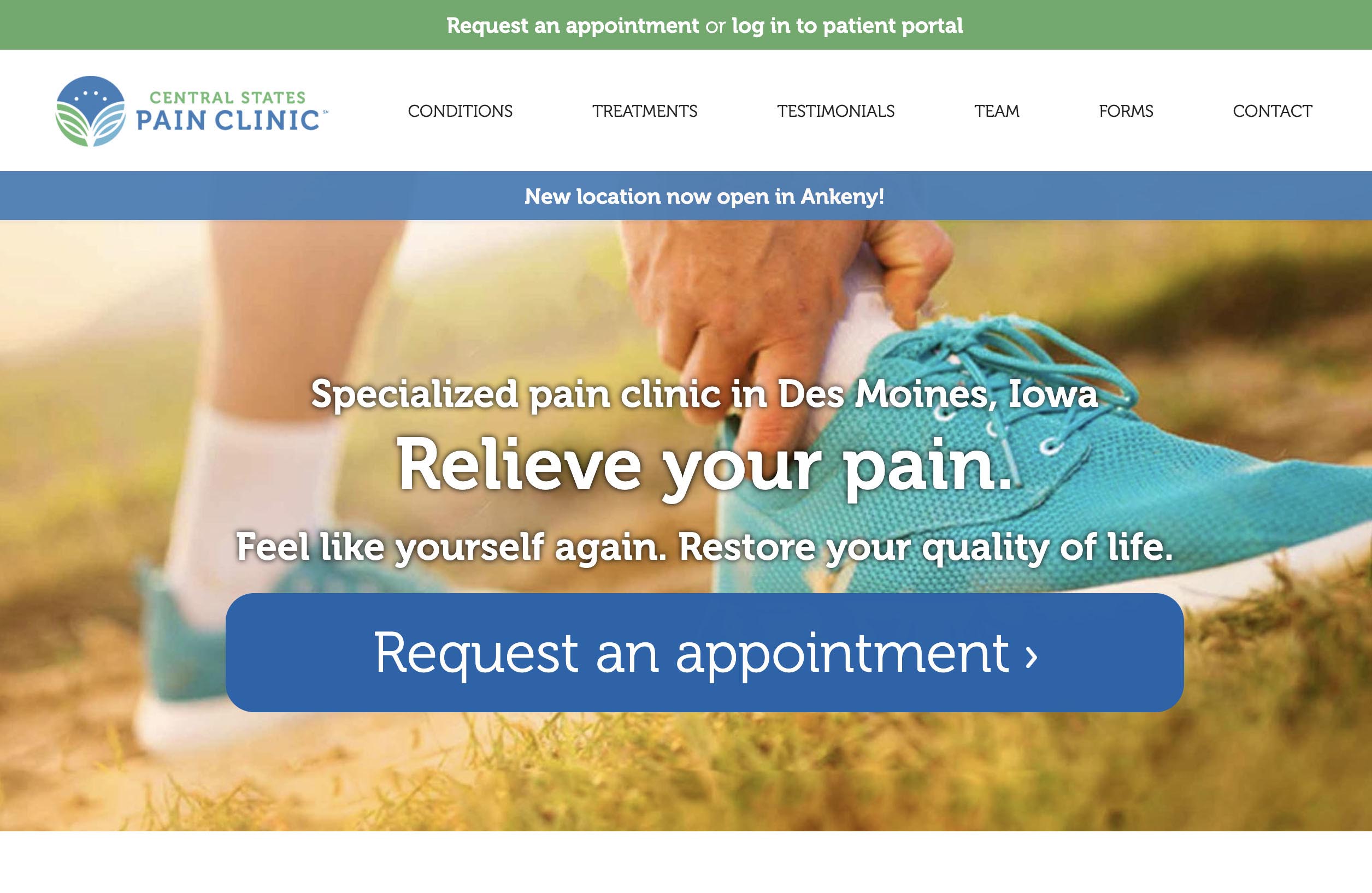 Central States Pain Clinic website design